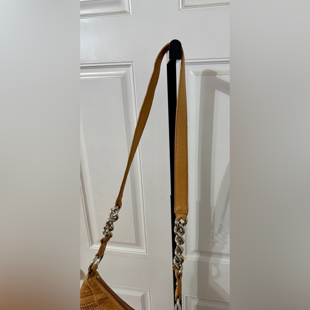 B. Makowsky Tan Patchwork Leather Shoulder Bag Bo… - image 7